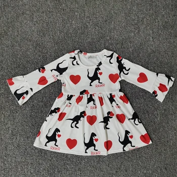 Walentynki dla dzieci do wydruku z długim rękawem вязаное bawełnianej sukni dinozaur szablon Baby Girl hotel remake odzieży