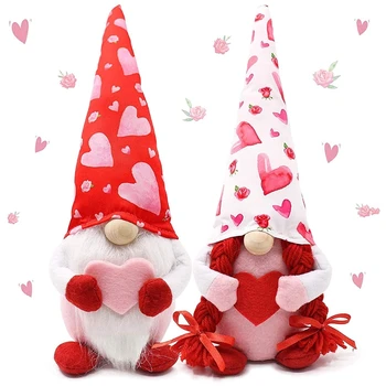 Walentynki Krasnolud plush bez twarzy lalki, dekoracje,uroczy kapelusz projekt nadaje się Walentynki kopuła wystrój,stół i dom
