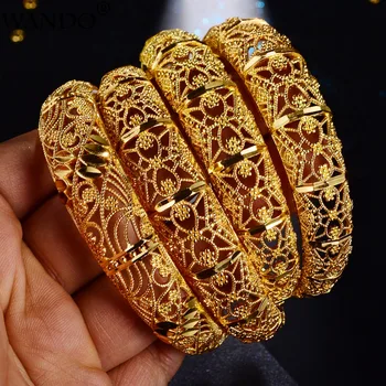 WANDO 4 szt moda modne złote bransoletki dla kobiet elegancki wzór bransoletka Dubaj Etiopia Ślub Dzień Dziękczynienia biżuteria prezenty B80