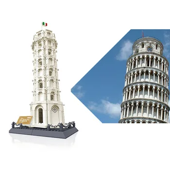 WANGE 1392pcs znany na całym świecie architektura Krzywa krzywa wieża Włoszech bloki dzieci klasyczne DIY edukacyjne zabawki dla dzieci