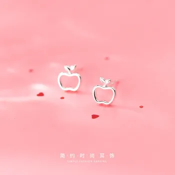 WANTME moda minimalistyczny geometryczny wydrążony prawdziwy 925 srebro próby Jabłko kolczyki róże dla kobiet biura partii biżuteria urodziny