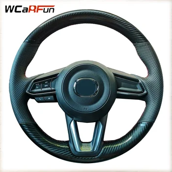 WCaRFun Carbon fiber pokrywa kierownicy samochodu Mazda 3 Axela 2017 2018 2019 Mazda 6 Atenza 2017-2019 CX-3 2018-2019 CX-9 CX-5