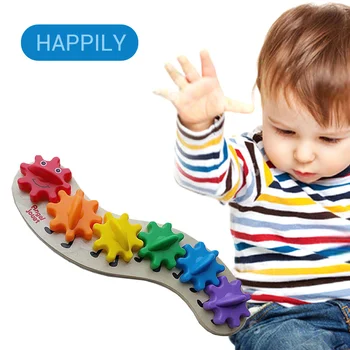 Wczesna edukacja drewniane koło zębate gąsienica zabawka dla dzieci kolor Sortownicza deska kolor terapia poznawczo-deska nowy i ciekawy dziecko zabawka prezent
