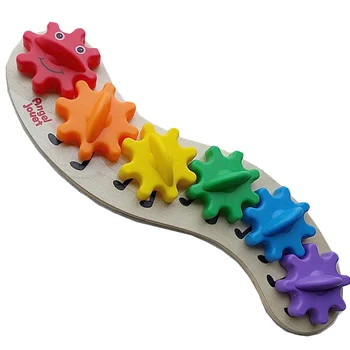 Wczesna edukacja drewniane koło zębate gąsienica zabawka dla dzieci kolor Sortownicza deska kolor terapia poznawczo-deska nowy i ciekawy dziecko zabawka prezent