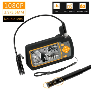 WDLUCKY Endoskop Camera 4.3 inch industrial handheld borescope 3.9 5.5 MM HD 1080P dual lens inspection snake Car camera tool