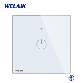 WELAIK UK WIFI-dotykowy włącznik-Kryształowy szklany panel-inteligentny włącznik-światła inteligentny przełącznik 1gang-1way B1911CW&WIFI