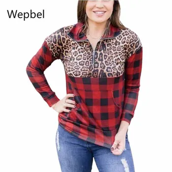 WEPBEL damskie леопардовые bluzy plus rozmiar temat komórkowe panelowe bluzy temat Damskie bluzy z długim rękawem casual sweter