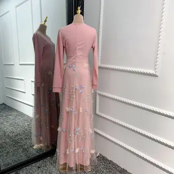 WEPBEL Fashion Muslim Women Dress eleganckie вышитое trójwymiarowy arabski strój Abaya Flower Long Mudlim Robe High Wasit Dress