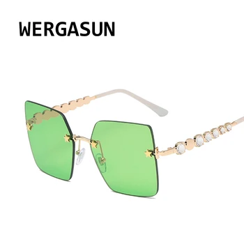WERGASUN rhinestone okulary damskie moda kwadratowy Diament okulary Kryształ rocznika odcienie okulary UV400