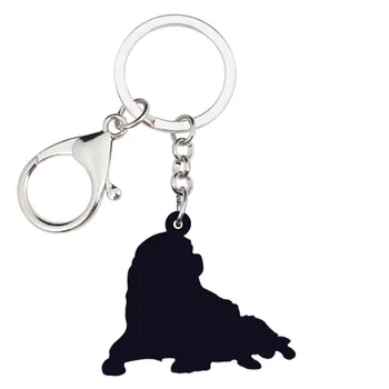 WEVENI Acrylic Cute Double Cavalier King Charles Spaniel Dog breloki breloki pierścienie torba samochodowe zawieszenia biżuteria dla kobiet dziewczyn