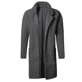 Wełniana Europejska stylowe puszyste polarowa kurtka dwustronna kurtka dla mężczyzn Zimowa męska pluszowe ciepła długa wersja zupełnie nowy płaszcz