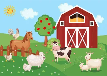 Widzę, że red barn backgrounds for photo studio farm animals spring illustration background decor new photobooth photographic