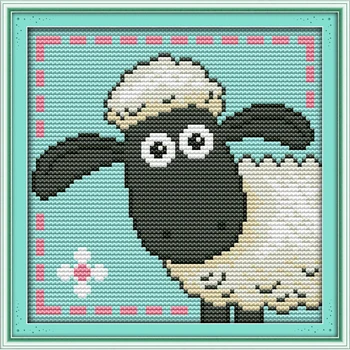 Wieczna miłość mała owieczka chińskie zestawy do haftu ekologiczna bawełna wyciskany drukowany 11CT DIY świąteczne ozdoby dla domu