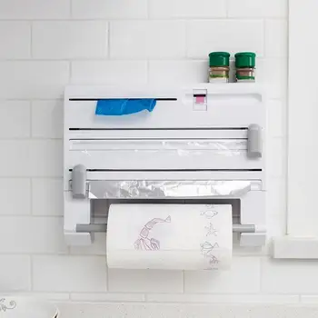 Wielofunkcyjny 6 w 1 aluminiowa folia uchwyt na papierowe ręczniki owinąć nóż przyprawy banku uchwyt kuchnia przechowywania półka regał akcesoria