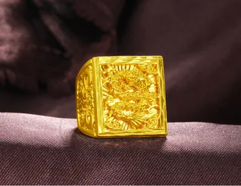 Wietnam Аллювиальное złoto męskie pierścień mosiądz biżuteria vintage władzy pierścienia Smoka hurtowych