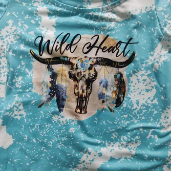 Wild heart cow screen print top match star bell bottom pants fall set girls boutique clothing