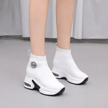 Winda buty Damskie 2020 wiosna nowy model koreański styl All-match INS czysta czerwona moda i sport skarpetki z dzianiny z wysokiej góry buty