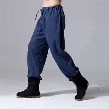 Wiosna i lato męskie bawełniane spodnie casual spodnie elastyczne temat lniane spodnie duży rozmiar M-5XL 6XL spodnie męskie czarne