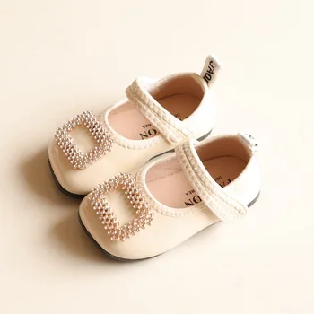 Wiosna jesień Baby Girs Shoes 1-3Y plac pojedyncza buty Crystal Princess Flats Toddler Girls Princess Shoes