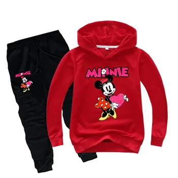 Wiosna, jesień, ubrania dla Dzieci zestaw dla dzieci chłopcy dziewczynki bluza spodnie 2 szt. komplet odzieży kostiumy dla dzieci Stroje Minnie Mouse bluzy