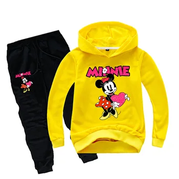 Wiosna, jesień, ubrania dla Dzieci zestaw dla dzieci chłopcy dziewczynki bluza spodnie 2 szt. komplet odzieży kostiumy dla dzieci Stroje Minnie Mouse bluzy
