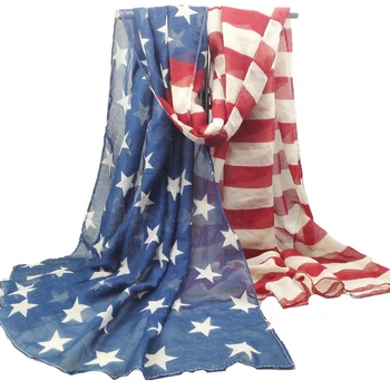 [Wizualne osi] zbyt duży podłużny Styl vintage wiskoza amerykańską flagę szalik kobiety flaga USA Szale i szaliki SFJ001