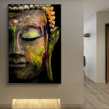 Większa połowa Buddy osoba ściany sztuki plakaty i grafiki złoty Budda płótnie obrazy na ścianie buddyzm sztuka wzór dekoracji ścian
