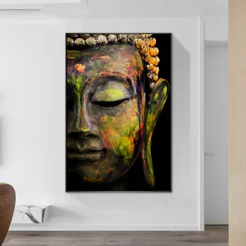 Większa połowa Buddy osoba ściany sztuki plakaty i grafiki złoty Budda płótnie obrazy na ścianie buddyzm sztuka wzór dekoracji ścian