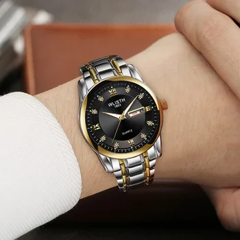 WLISTH męskie zegarki najlepsze marki luksusowy zegarek kwarcowy zegarek męski zegarek męski kalendarz modny zegarek wodoodporny biznes pełna stal