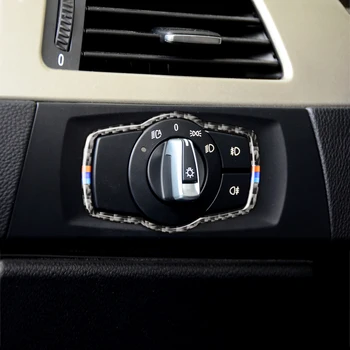 Wnętrze włókna węglowego przycisku przełączania świateł pokrywa wykończenie Do BMW E90 E92 E93 2008-2012 Naklejki serii 3