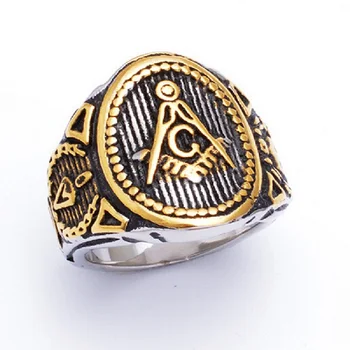 Wolnomularstwo męskie chłopcy złoto srebro kolor wolny Kamieniarz 316L stal nierdzewna масонское nowe pierścień męskie biżuteria