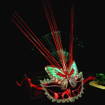 Womens Girl LED Glow Butterfly Mask Light migający Wenecki Mard Gras skoczek lato plisowana maski przyjęcie ślubne Halloween boże Narodzenie