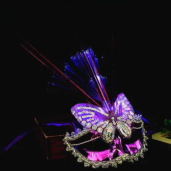Womens Girl LED Glow Butterfly Mask Light migający Wenecki Mard Gras skoczek lato plisowana maski przyjęcie ślubne Halloween boże Narodzenie