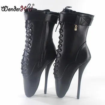 Wonderheel hot matt black leather ultra high heel appr.18cm/7