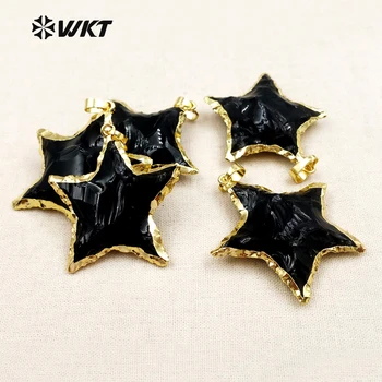 WT-P1323 nowa dostawa piękna gwiazda czarny obsydian zawieszenia metal elektrolityczne tworzenia biżuterii dla kobiet naszyjnik