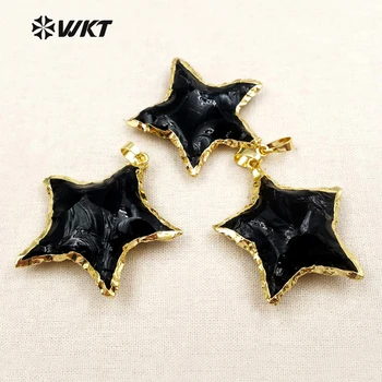 WT-P1323 nowa dostawa piękna gwiazda czarny obsydian zawieszenia metal elektrolityczne tworzenia biżuterii dla kobiet naszyjnik