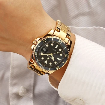 WWOOR znane marki luksusowe złote zegarki męskie casual, sport, nurkowanie zegarek kwarcowy zegarek męski zegarek ze stali nierdzewnej Man Reloj Hombre