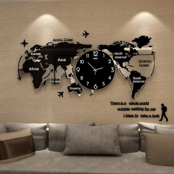 Wyjątkowe Koraliki Zegar Ścienny Twórcza Mapa Świata Zegar Ścienny Zegar Ścienny Z Mapą Świata Dla Domowego Salonu Bez Baterii