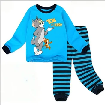 Wypoczynek kreskówka koszula+spodnie piżamy 2szt zestaw odzieży dziecięcej zestaw ubrań dziecka Baby Boy zestaw z długim rękawem 2-7т