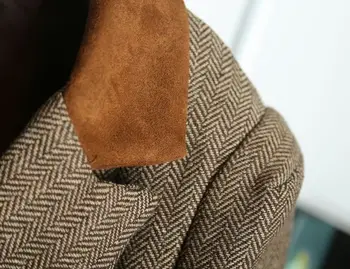 Wysokiej jakości garnitur w stylu brytyjskim dla kobiet, Vintage Slim Plaid Elbow Patch Office Lady Tweed Jacket damska żakiety i kurtki