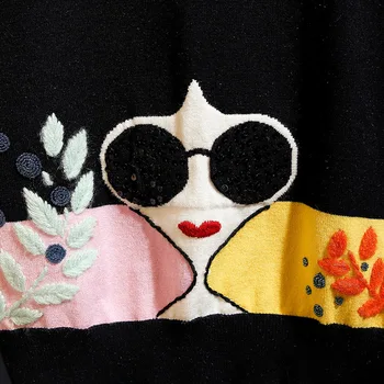 Wysokiej Jakości Kobiety Elegancki Design Kolorowy Sweter W Stylu Raczej Luksusowym, Elastycznej Dzianiny Embrodiery Sukienka Sweter