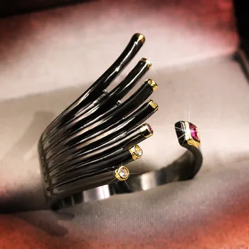 Wysokiej jakości kolor czarny Smok Pazur Opning pierścień męskie damskie regulowane mosiężne wypełnione rowerzysta biżuteria akcesoria Prezent