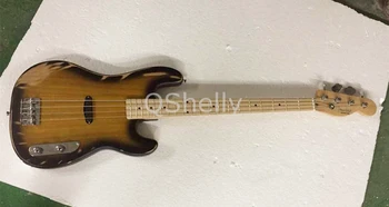 Wysokiej jakości QShelly custom relic 4 strings old used, vintage faded electric bass guitar ash body p bass musical instruments shop
