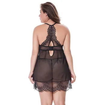 Wysokiej jakości Sexy lace black lingerie koszulka big size sexy hot costume dress erotyczna bielizna plus size bielizny dla kobiet 3xl