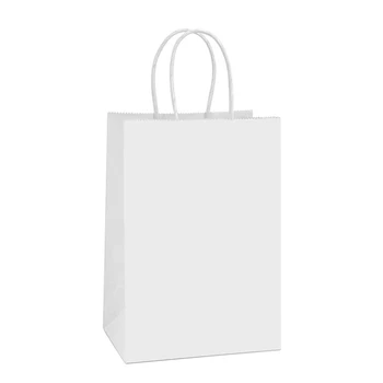 Wzrost! Kraft papier worki 25 szt. 5.9X3.14X8.2 cala małe papierowe torby upominkowe białe torby papierowe z uchwytami papierowe torby na zakupy Pa