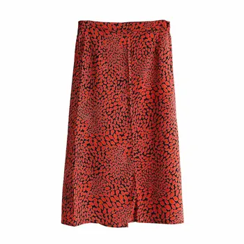 Wzór koreańskiej spódnica przycisk owinąć spódnicę jesień hacki spódnica damska wysoka talia leopard print spódnica midi jesień zima 2019