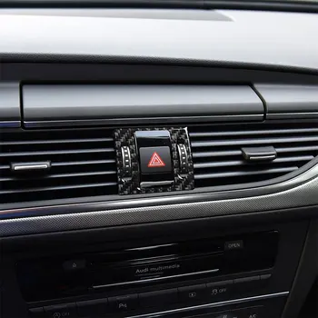 Włókna Węglowego Akcesoria Samochodowe Wnętrze Lampy Ostrzegawcze Ozdoby Czarny Modyfikacja Pokrywa Wykończenie Naklejki Do Audi A6 A7 2012-2018
