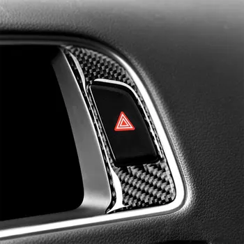 Włókno węglowe akcesoria samochodowe wnętrze Centrum sterowania lampka kontrolna przycisk czarny pokrywa wykończenie naklejki dla Audi Q5 SQ5 8R 2009-2017