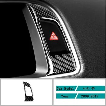 Włókno węglowe akcesoria samochodowe wnętrze Centrum sterowania lampka kontrolna przycisk czarny pokrywa wykończenie naklejki dla Audi Q5 SQ5 8R 2009-2017
