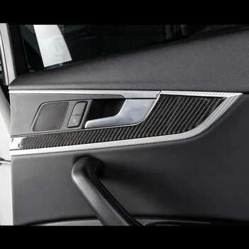 Włókno Węglowe Wewnętrzny Panel Drzwi Dekoracyjna Pokrywa Nakładka Do Audi A4 B9 2017-2019 Stylizacja Samochodu Klamka Naklejka Akcesoria Samochodowe